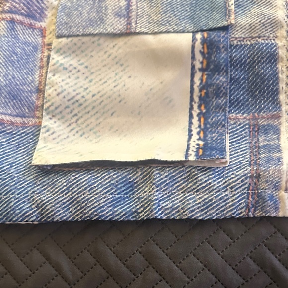 Patchwork Denim-Print Zip Front Vest - Blue/White - Picture 5 of 7